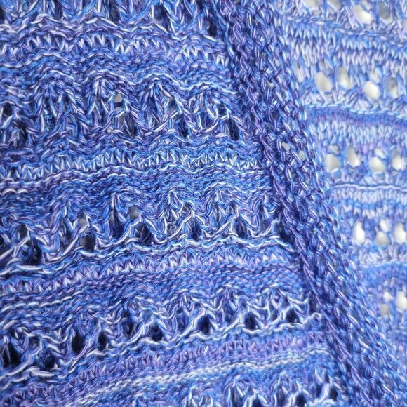 Two-One-Two New York Purple L Open Knit Crochet Button US Made Sweater Cardigan - Picture 5 of 8